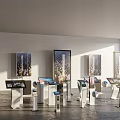 Smart Machines in Modern Exhibition Hall With Interactive Screens Decorative Paintings and Bright Lighting