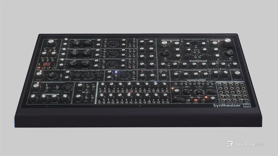 Professional Commercial Synthesizer Equipment With Control Knobs Buttons And Audio Interface 3d model 