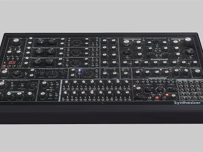 Professional Commercial Synthesizer Equipment With Control Knobs Buttons And Audio Interface 3d model