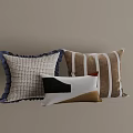 Modern Decorative Pillows With Textured Surfaces Fringed Edges And Striped Patterns 3d model