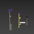 Modern Floor Lamp With Golden Pole Black Base And Purple Shade In Minimalist White Room