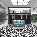 Modern Clothing Store Interior With Display Tables Mannequins And Bright Lighting Design
