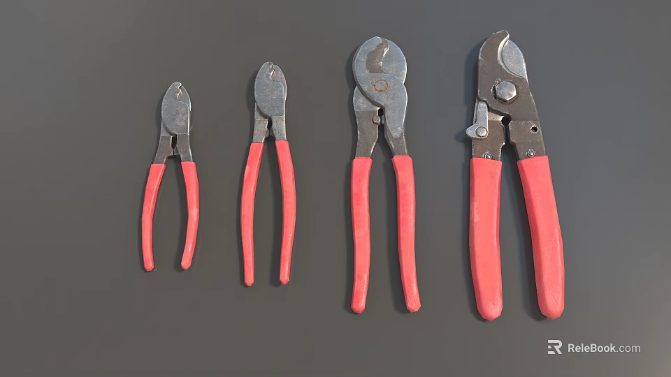 Essential Hardware Tools Various Types of Pliers with Red Handles for Professional Use 3d model 