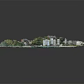 Detailed Modern Coastal City Model Featuring Buildings Green Areas And Seaside Roads