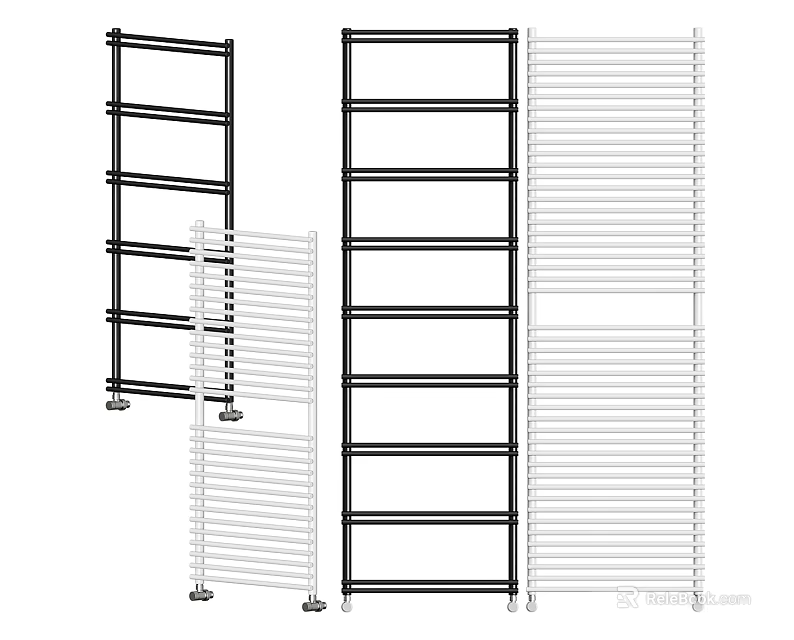 Black and White Vertical Radiator Various Designs for Home Indoor Heating Systems 3d model 