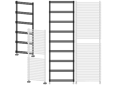 Black and White Vertical Radiator Various Designs for Home Indoor Heating Systems 3d model