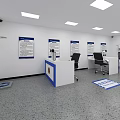 Monitoring Room Interior With Blue Striped Walls Control Desk And Black Chair