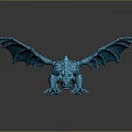 Blue Scaled Fantasy Dragon Character as Luminous Winged Creature with 3D Model Details
