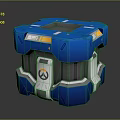 Blue Futuristic Overwatch Storage Device With Geometric Design And Gray Accents