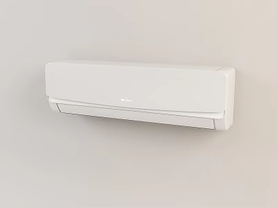 White Wall Mounted Air Conditioner Fan With Sleek Modern Design Installed On Neutral Wall 3d model