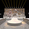 Round Birthday Stage With Hand Drawn Rainbow Ferris Wheel Castle Decorations And Ceiling Lighting