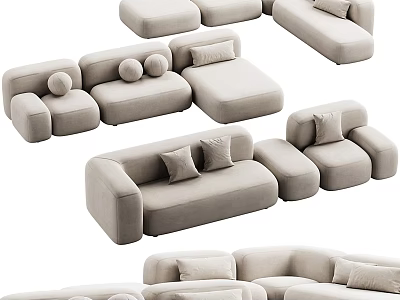 Modern Multi Seater Sectional Sofa With Soft Fabric Cushions And Modular Design 3d model
