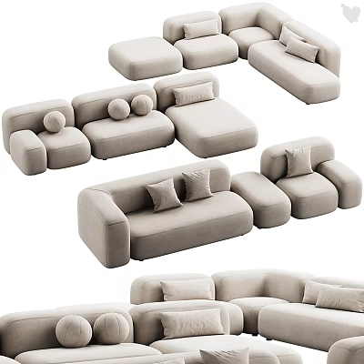 Modern Multi Seater Sectional Sofa With Soft Fabric Cushions And Modular Design 3d model