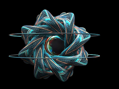 Modern Abstract Art Installation With Spiral Design Vibrant Teal And Central Spherical Element 3d model