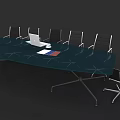 Modern Conference Room Interior With Glass Table Black Chairs And Laptop