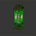 Traditional Chinese Wooden Lantern With Black Frame Red Decorations And Patterns