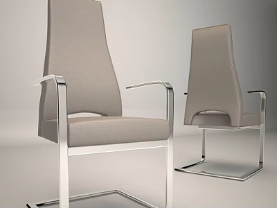 Modern Office Chair With Metal Frame Gray Leather Upholstery And Sleek Armrest Design 3d model