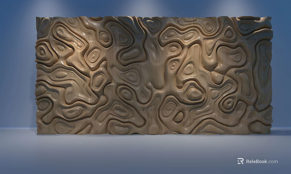 Decorative 3D Textured Wall With Swirled Curved Patterns And Brown Earth Tone 3d model 
