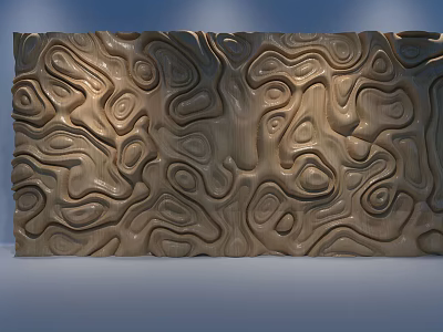 Decorative 3D Textured Wall With Swirled Curved Patterns And Brown Earth Tone 3d model
