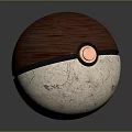 Wooden Top Stone Bottom Sphere With Black Ring And Copper Button