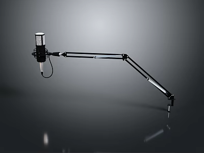Modern Household Adjustable Microphone Stand With Flexible Arm Stable Base And Reflective Surface 3d model