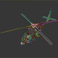 Military Helicopter With Main Rotors Tail Rotor And Fuselage Structure Design