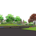 Modern Building Facade Design With Natural Stone Texture And Surrounding Greenery Trees