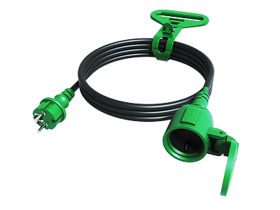 Green Electrical Extension Cable With Plug And Socket Design For Home Use 3d model