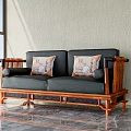 Indoor Dark Colored Multi Seater Sofa With Wooden Frame And Rabbit Patterned Cushions
