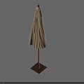 Classic Beige Outdoor Umbrella With Square Base Stand For Garden Use