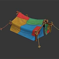 Colorful Kids Play Tent Furniture with Patchwork Fabric and Wooden Frames