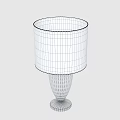 Elegant Table Lamp With White Lampshade And Metallic Vertical Striped Base 3d model