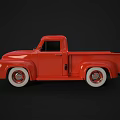 Vintage Red Pickup Truck With Single Cab White Wheels And Classic Design