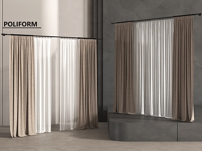 Modern Fabric Curtain Pleated Fabric Yarn model