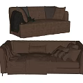 Modern Brown Sectional Sofa With Plush Cushions And Decorative Pillows 3d model