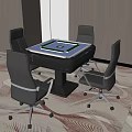 Entertainment Table with Green Mahjong Tiles Surrounded by Gray Chairs in Modern Indoor Setting
