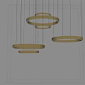 Modern Golden Circular Pendant Lights With Three Rings For Gray Ceiling Decor 3d model