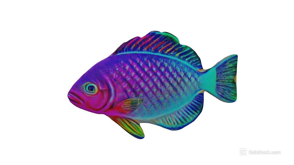 Vibrant Aquatic Fish With Iridescent Scales Colorful Fins Shiny Tail And Purple Green Hues 3d model 