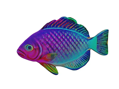 Vibrant Aquatic Fish With Iridescent Scales Colorful Fins Shiny Tail And Purple Green Hues 3d model