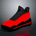 Red And Black High Top Stylish Sports Shoes With Black Laces And Sole