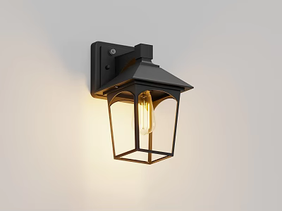 Black Wall Mounted Lamp With Glass Shade And Vintage Edison Bulb Design 3d model