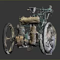 Vintage Green Classic Bicycle With Old-fashioned Mechanical Design And Brass Spoked Wheels