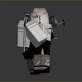 Lego Style Character In Armored Outfit With Pink Hair Weapon And Shield