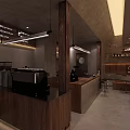 Modern Coffee Shop Interior Design Featuring Wooden Bar Counter Comfortable Tables And Soft Lighting