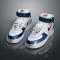 Stylish High Top Nike Swoosh Sneakers With White Blue Red Colorway And Velcro Strap Design