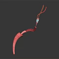 Detailed Organ And Hair Structure 3D Rendering With Red Tubular Elements On Dark Background