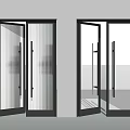 Modern Glass Doors With Black Frames And Transparent Panels In Open Position 3d model
