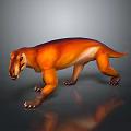 3D Rendered Prehistoric Creature With Orange Brown Fur Long Tail And Sharp Teeth