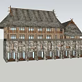 Traditional Rural Guesthouse Building With Thatched Roof And Wooden Windows