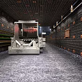 Underground Tunnel Road Infrastructure With Brick Walls Lighting And Mechanical Equipment